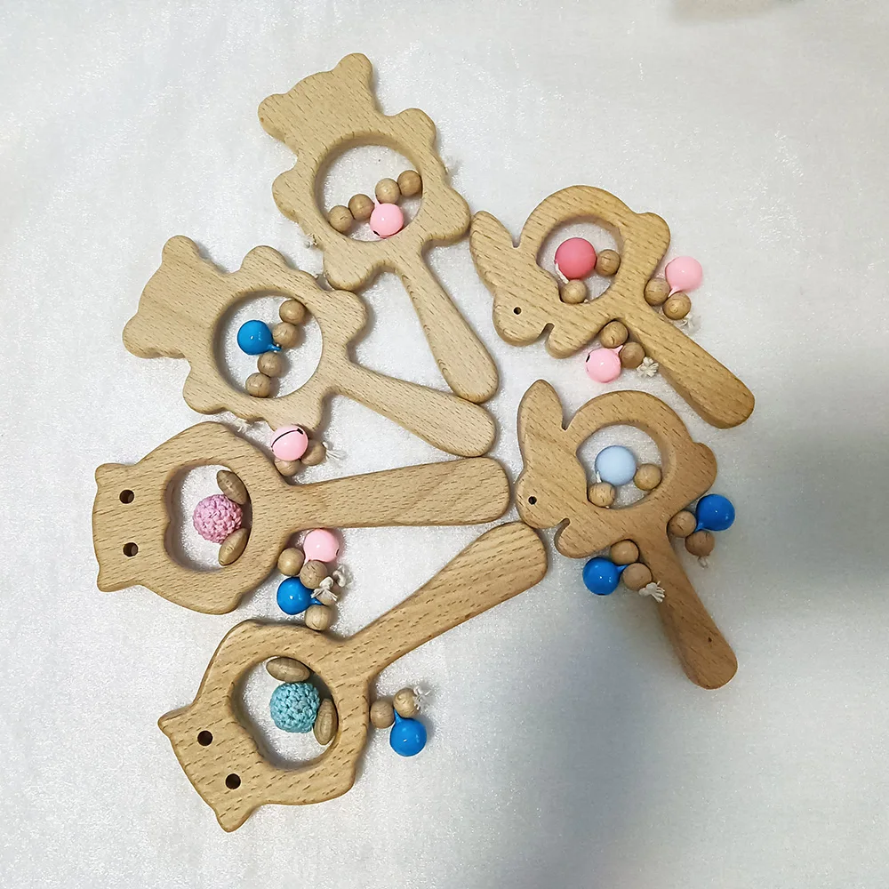 Wooden Rattle with Personalized Name for Baby, Silicone Spoon and Fork Set, Sensory Toy, Newborn Hair Brush, Kids Gift