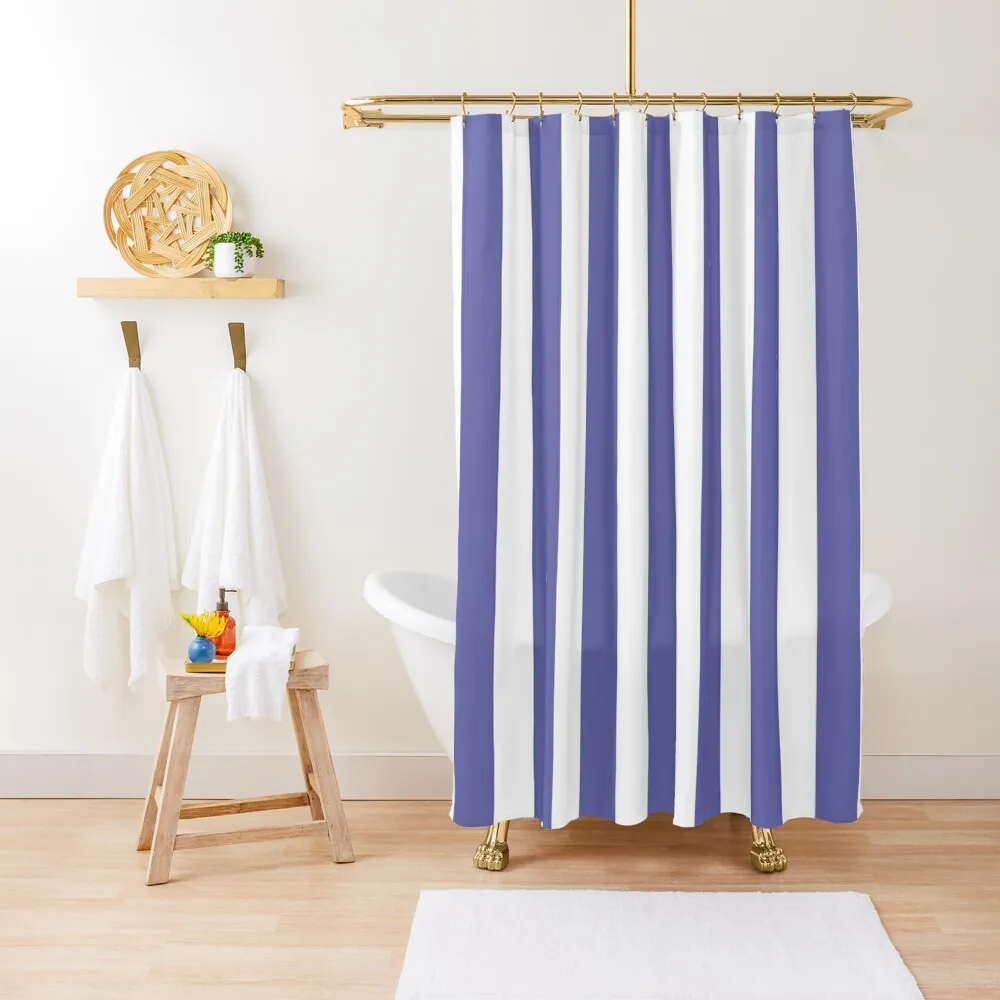 

Very Peri and White Vertical Stripes Shower Curtain Waterproof Fabric Shower For Bathroom Bathroom Accessories Window Curtain