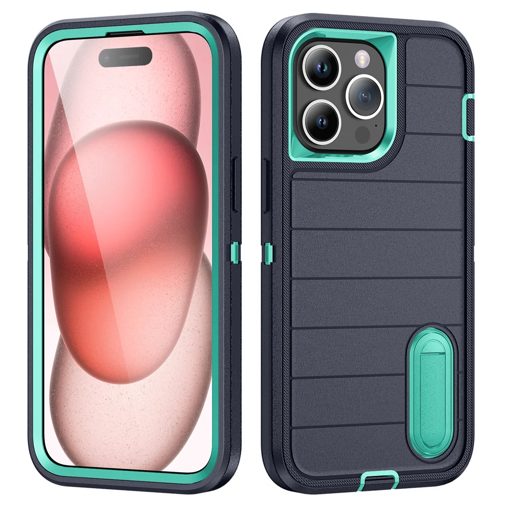 Nouvelle coque de protection hybride 3 en 1 pour iPhone 16 15 Pro Max 14 Plus 13 12 11 avec béquille Funda 15Pro 14Pro 13Pro_voghion.com