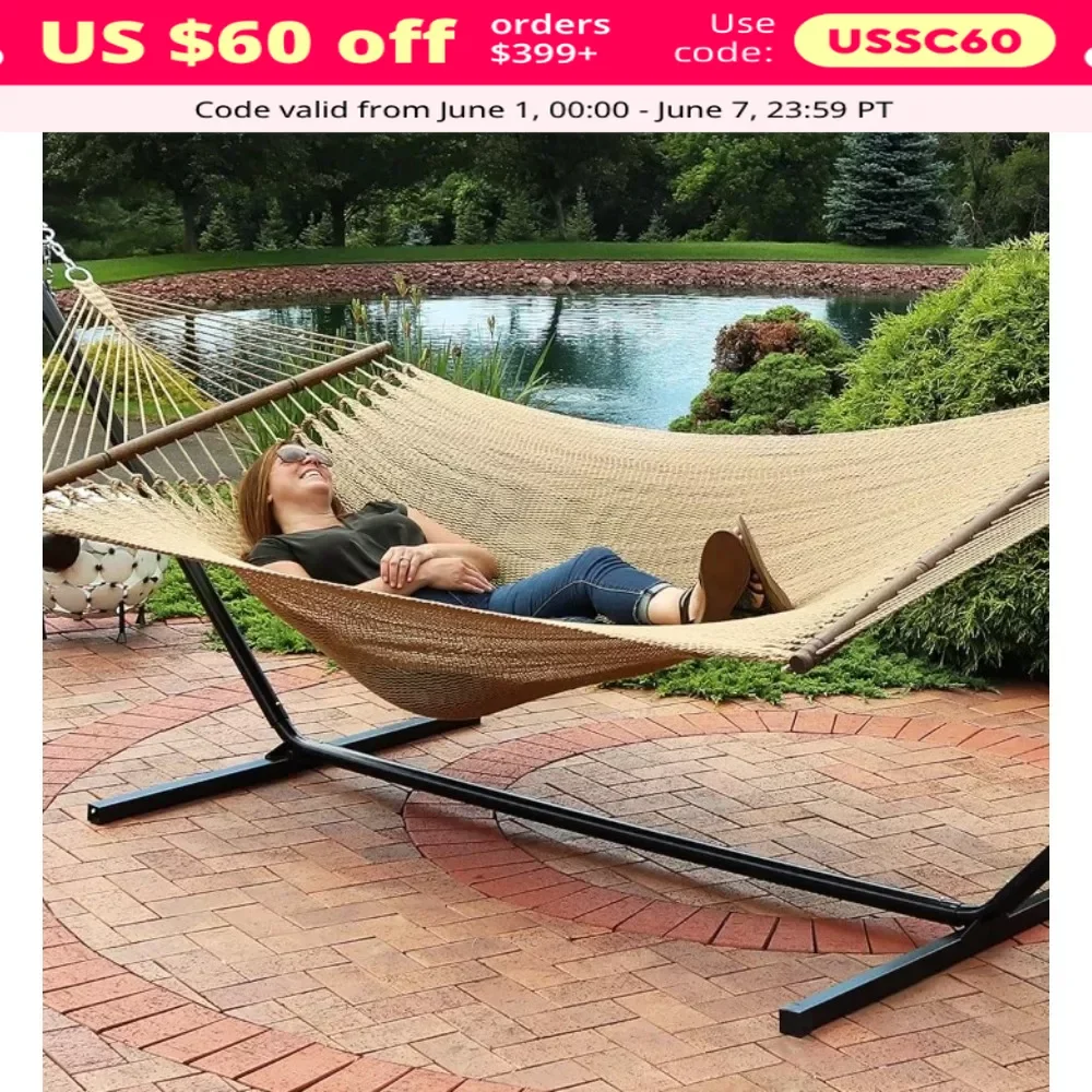 

Hammock, Soft-Spun Polyester Rope Double Hammocks - 600-Pound Weight Capacity, Hammock