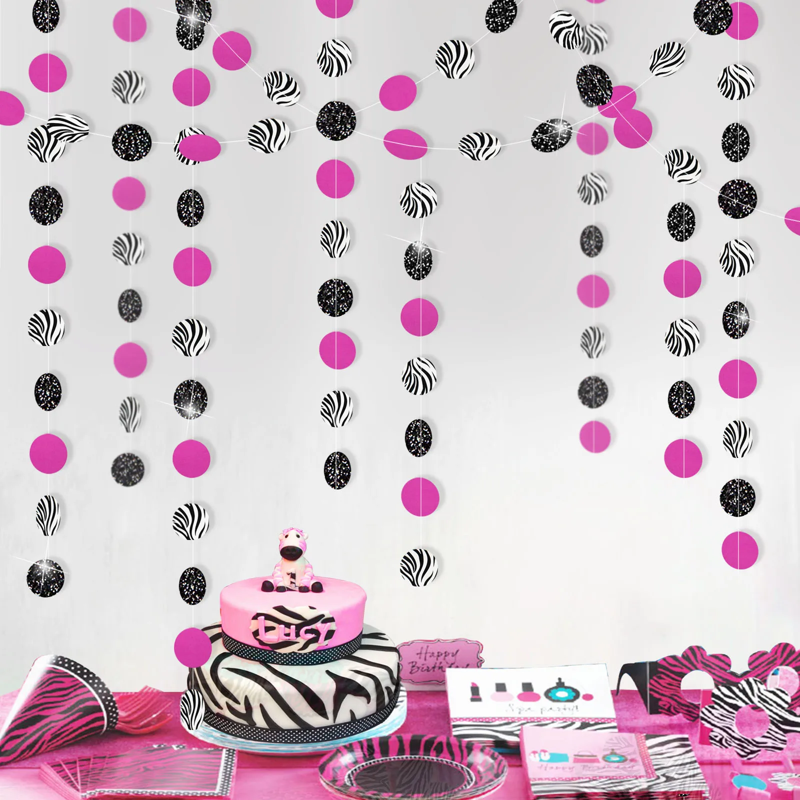 13 Fuß grau blau grün silber Papier Kreis Girlanden Dekorationen für rustikale Hochzeit Geburtstag Party Dekor Wandbehang Punkte Streamer – Detail 22