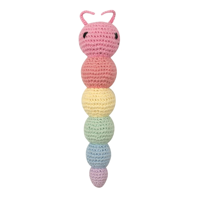 

Cartoon Baby Rattle Toy Shaker Knitted Crochet Ring Eye Sensing Interactive Pounding Toy Infant Handhold Teething Toys E65D