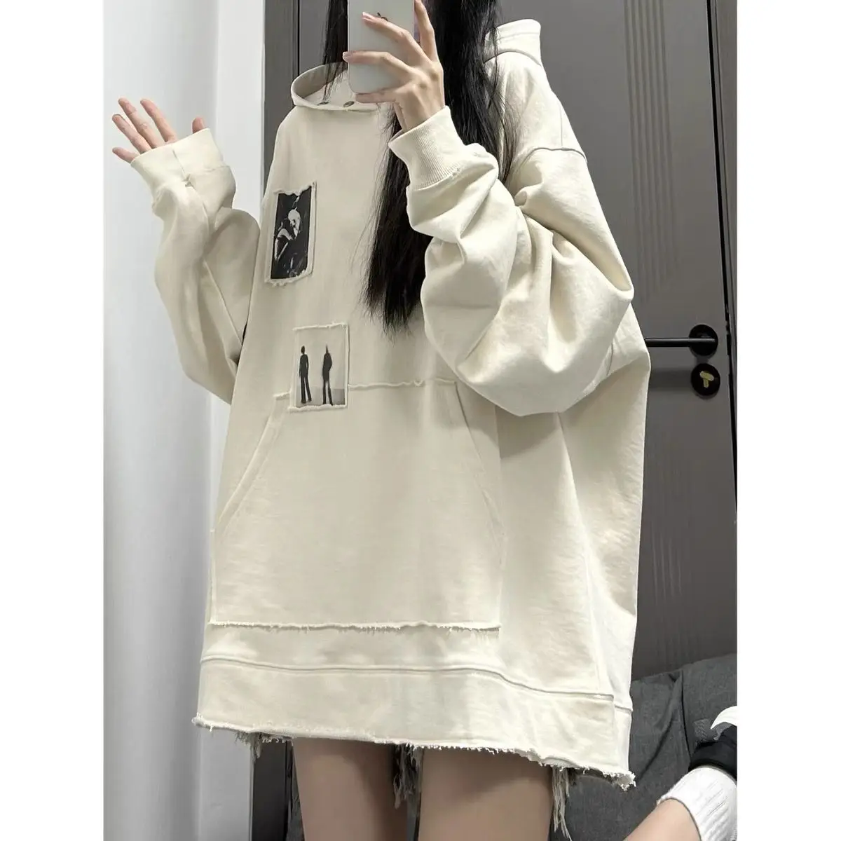 Solid Printed Sweatshirts for Women 2023 New Autumn and Winter Long Sleeve Hoodie Y2k Harajuku Oversized Loose Pullovers