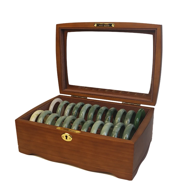 Solid Wood Jewelry Box Storage Big Size Jewelry Box Organizer for Women Bracelet Transparent Skylight Display Stand Accessories