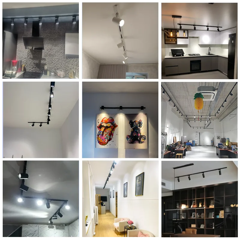 Full Set Led Track Light COB Rail Lighting Fixture 220V Led Rail System Lamp Track Lighting Track Lamp Clothing Shop Living Room 3
