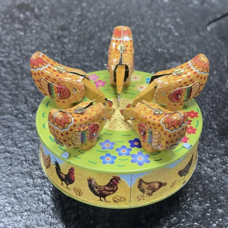 [Best] Adult Collection Retro Wind up toy Metal Tin Chicken pecking rice Mechanical toy Clockwork figures model kids gift