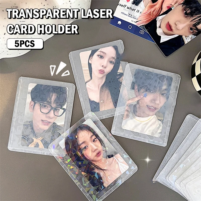 

5PCS Little Stars Laser Flashing Card Sleeves Protector Idol Photo Card Games Magic Card Sleeve Trading Card Protective Cover