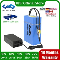 EScooter Ebike Battery Pack 36V 48V 52V 60V 72V 40Ah 25Ah 20Ah Waterproof Lithium Batteries 250W-3000W Motorcycle/Trikes/Bicycle