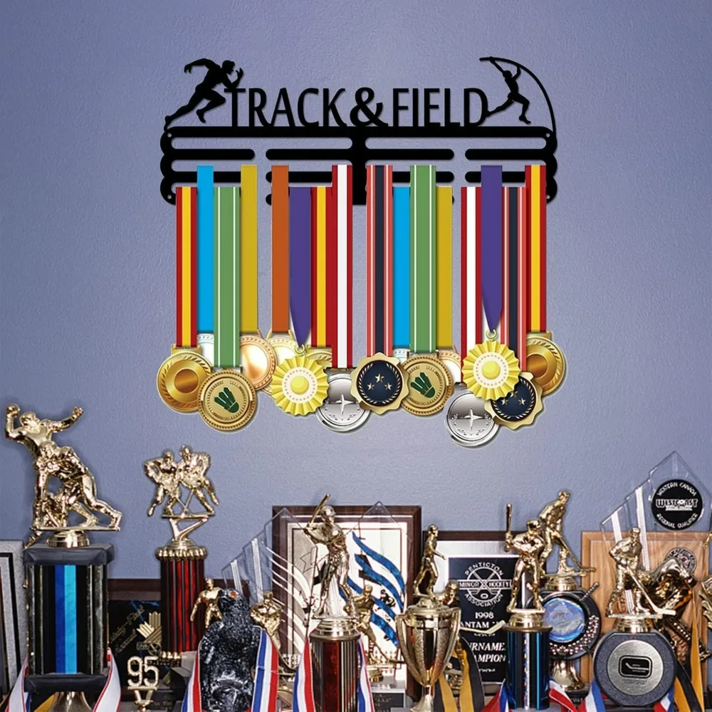 Male Track and Field Medal Hanger Display for 60+ Medals