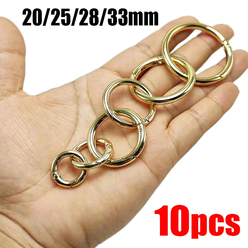 Mousquetons ronds ouvrables en métal, porte-clés, boucles à ressort,  porte-clés, fermoir, clips de sac, mousqueton, bijoux à bricoler soi-même,  20mm, 25mm, 28mm, 33mm, 10 pièces - AliExpress