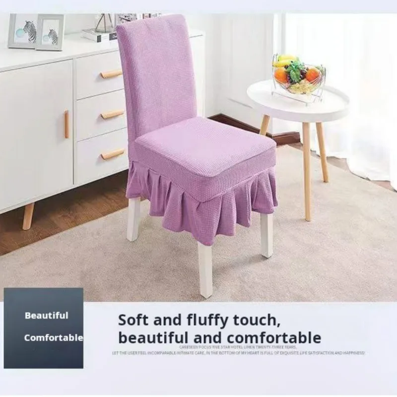 Description Picture 3 of item1PC Universal Chair Cover Elastic All-Inclusive Waterproof Hotel Household Table Stool Cover Solid Colour Skirt Chair