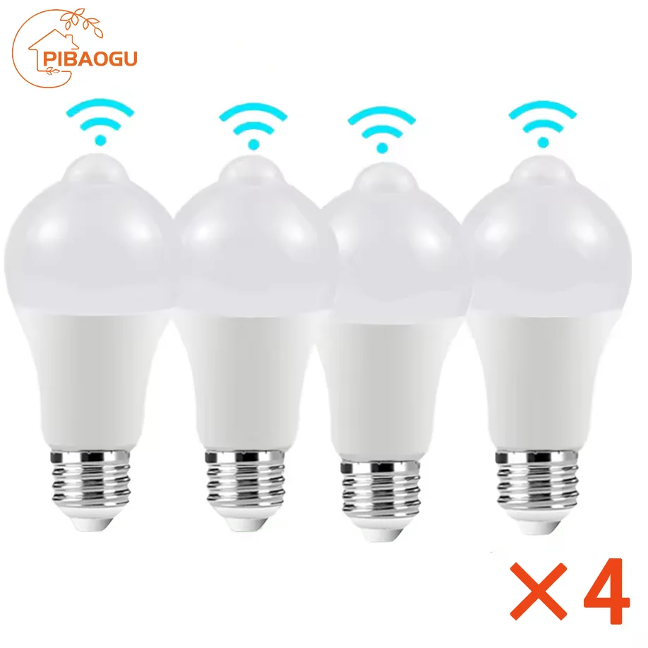 4pcs LED Motion Sensor หลอดไฟ 15W 18W กลางแจ้งหลอดไฟเหนี่ยวนําโคมไฟสําหรับห้องนั่งเล่นห้องนอน Corridor โรงรถ 1