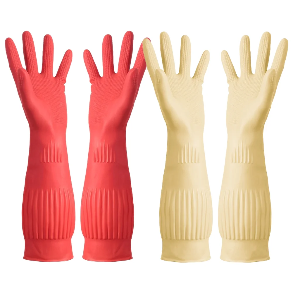 

2 Pairs Gloves Hand Protective Latex Dish Cleaning Large Dishwashing Dishwasher for Dishes