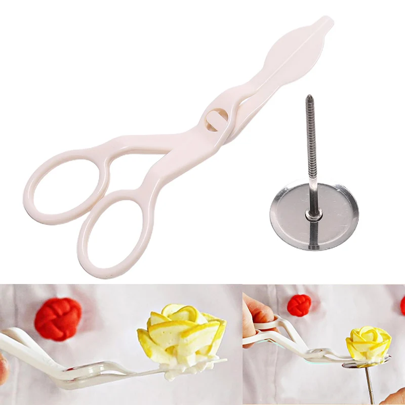 

Flower Scissors Nail Safety Rose Decor Lifter Fondant Cake Decorating Tray Cream Transfer Baking Pastry Tools