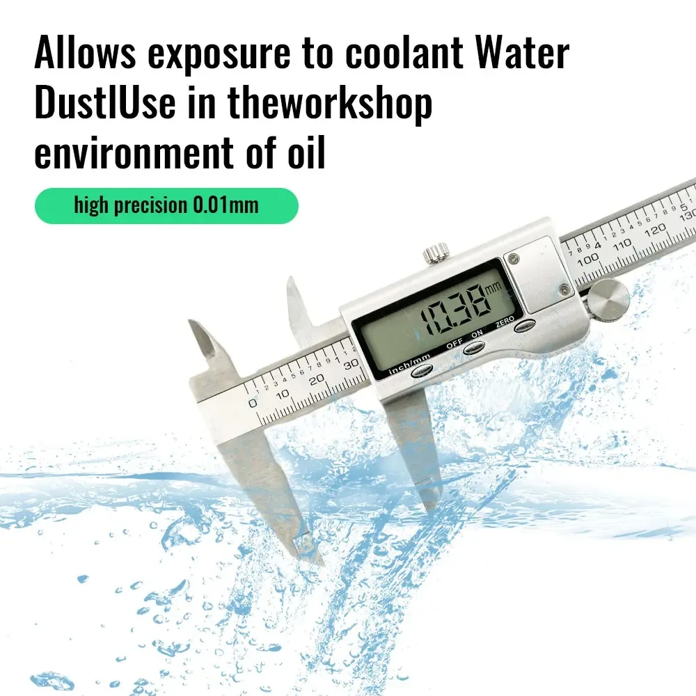 6 Inch 150mm Digital Vernier Caliper Stainless Steel Micrometer Measuring Tool Depth Ruler