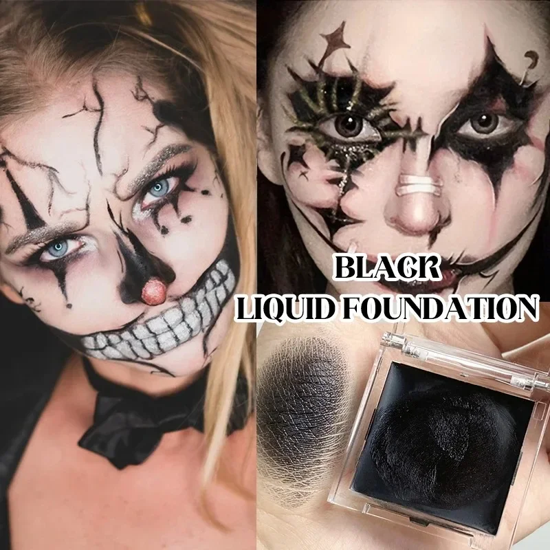 Matte Light White Liquid Foundation Cream Full Coverage Long-Lasting Black&White Cosplay Festival Makeup For All Skin Types_voghion.com