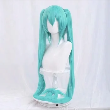Long synthetic fiber wig in green anime style suitable for daily wear, birthdays ,heat-resistant fiber，role-playing 1