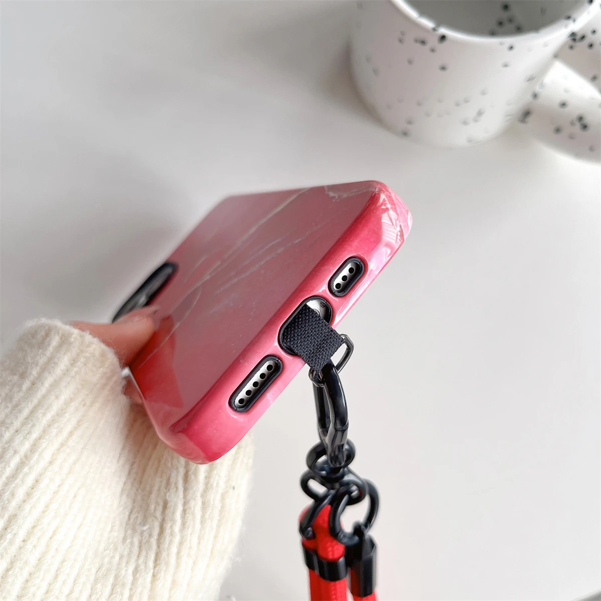 Red Marble Pattern IntInclusive Phone Case for iPhone