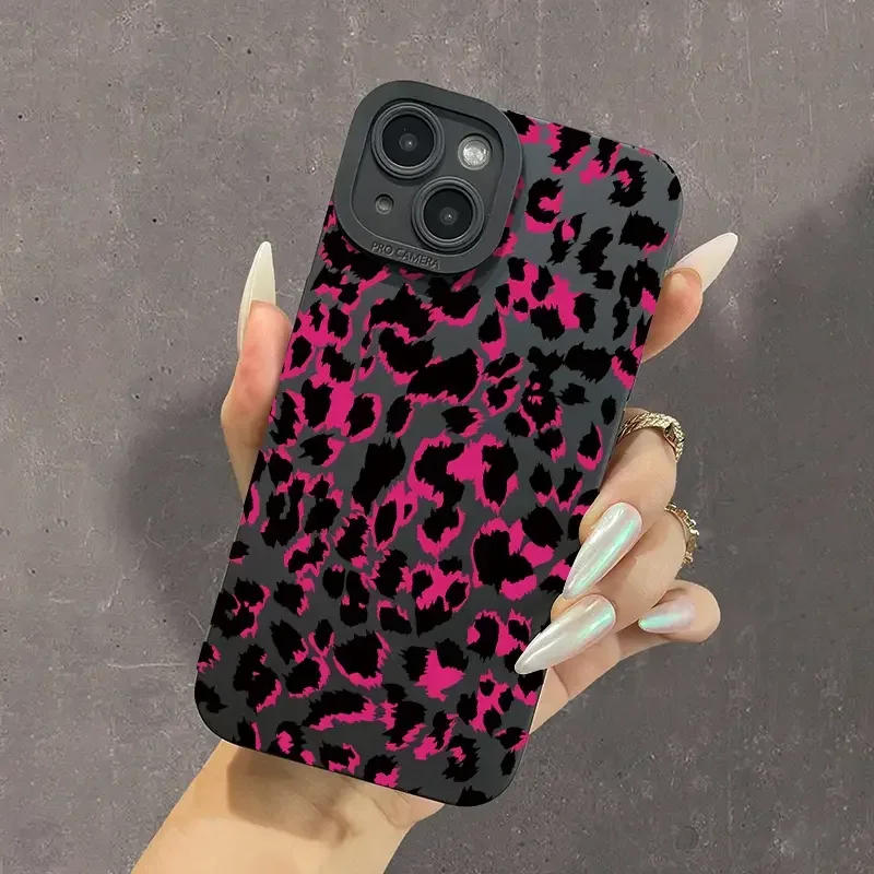 Vintage Leopard Print Phone Case For iPhone 14 13 12 11 15 Pro Max Case For iPhone 12 13 Mini XR X XS 7 8 Plus Soft Matte Cover