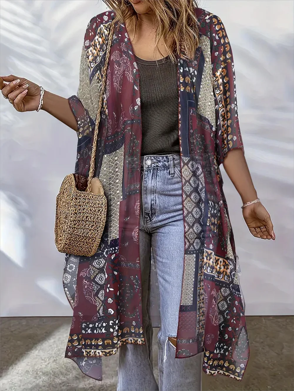 Plus-size women's bohemian-style casual beach vacation summer cover-up 1