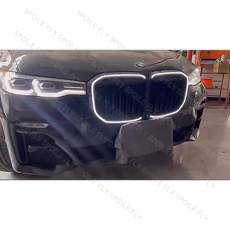 2019년부터 2022년까지 BMW X7 G07용 LED 라이트 램프 그릴 레이싱 그릴 자동차 상단 범퍼 후드 메쉬 그리드 (ABS 소재)