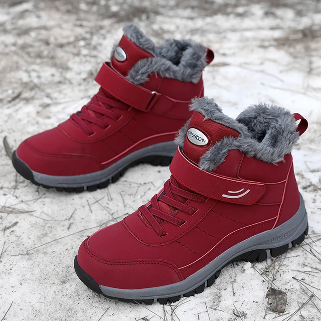 Women's Plush Warm Winter Snow Boots - Plush Decoration, Lace-Up Ankle Boots, Suitable for Cold Weather, Round Toe Design and Durable Soles, Winter Shoes | Lace-Up Snow Boots | Plush Lining