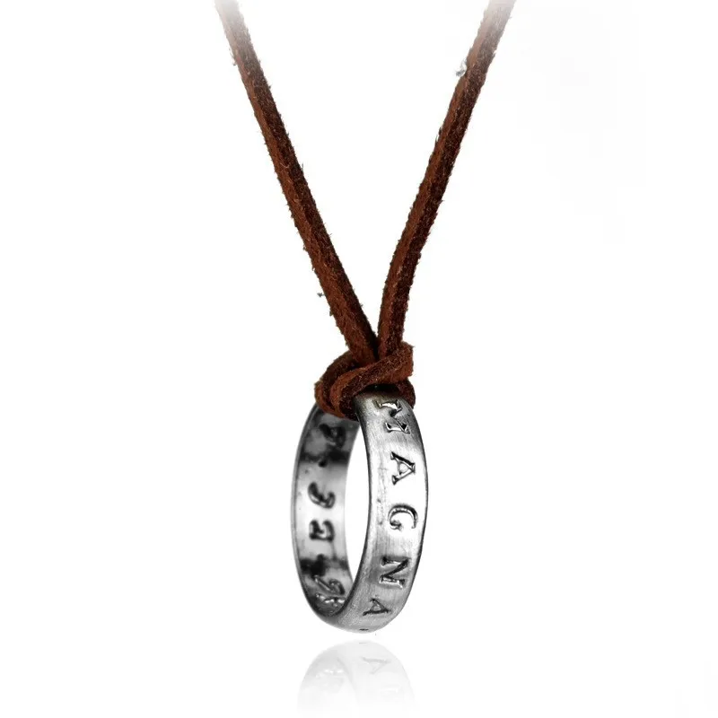 Game Necklace Movie Game Uncharted 4 Nathan Drake Cosplay Ring Leather Code Ancient Vintage Pendant Jewelry Prop Gift