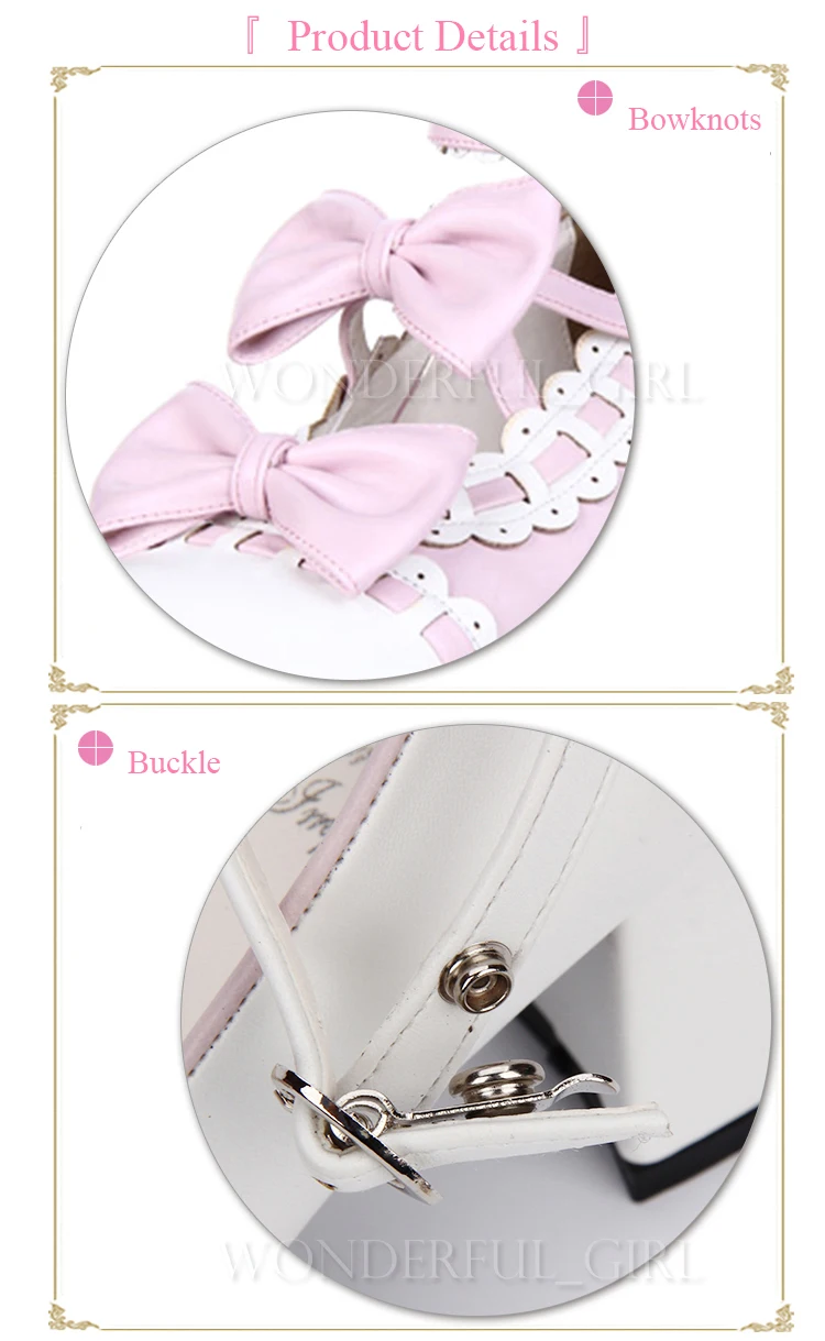 Neue Japanische Lolita Schuhe Mädchen Prinzessin Pumps High Heels Plateau mit Schleife 2
