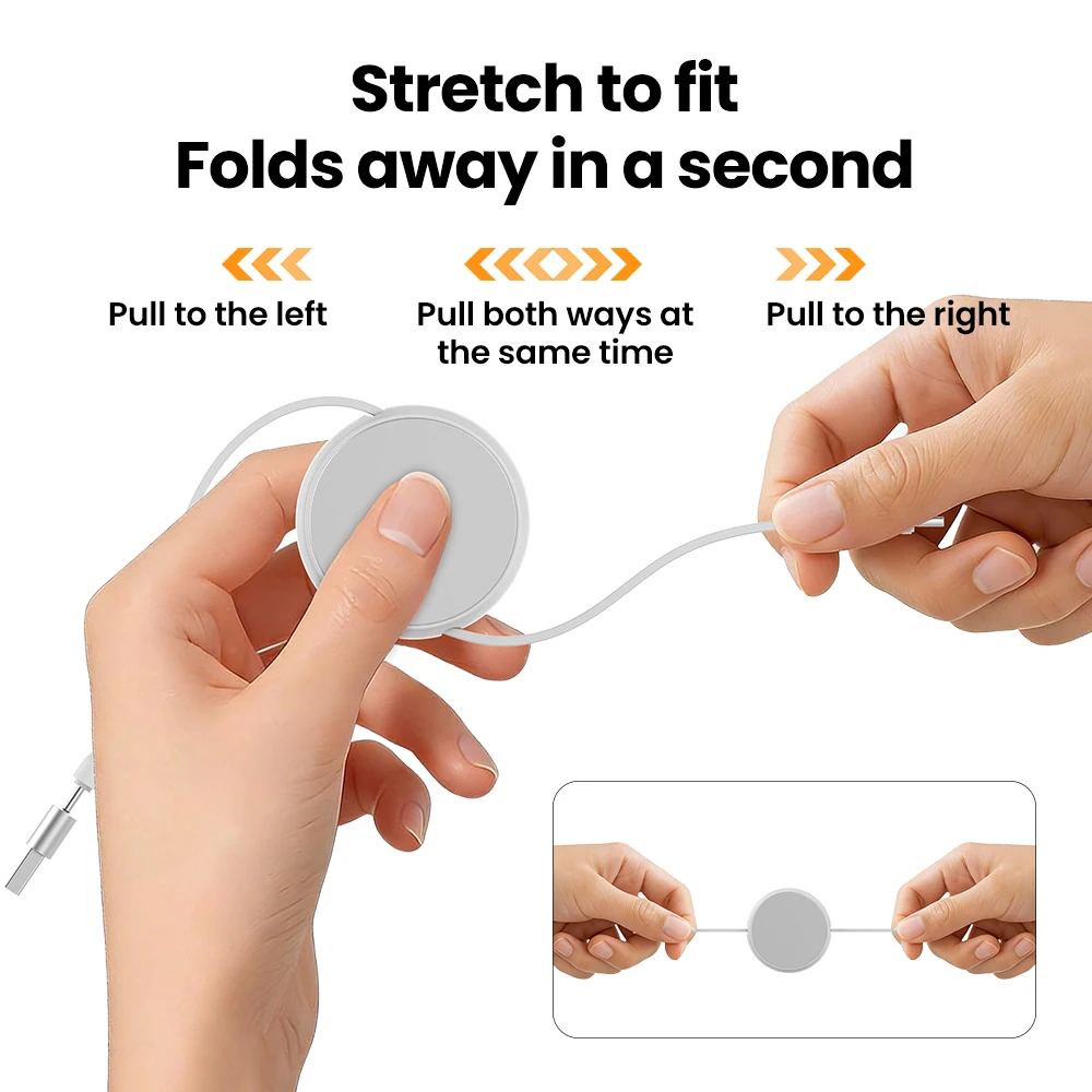 2 in 1 PD 66W/240W 고속 충전 USB C 케이블, 접이식 USB 타입 C to USB C 데이터 케이블 (아이폰17 카플레이 노트북 데이터 케이블 1M)