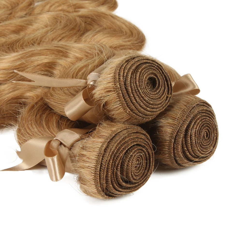Human Hair Bundles For Women 28 Inch Brown Remy Brazilian Hair Extensions Single Bundles Body Wave Blonde
