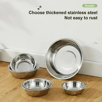 Stainless Steel Pet Bowl Open Design Rust-Resistant Smooth Surface Pet Dish Pet Water Food Bowl Metal Feeder Bowl Cat Bowls 2