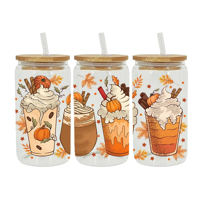 DTF Transfer Sticker Autumn Theme for 16oz Libbey Glasses