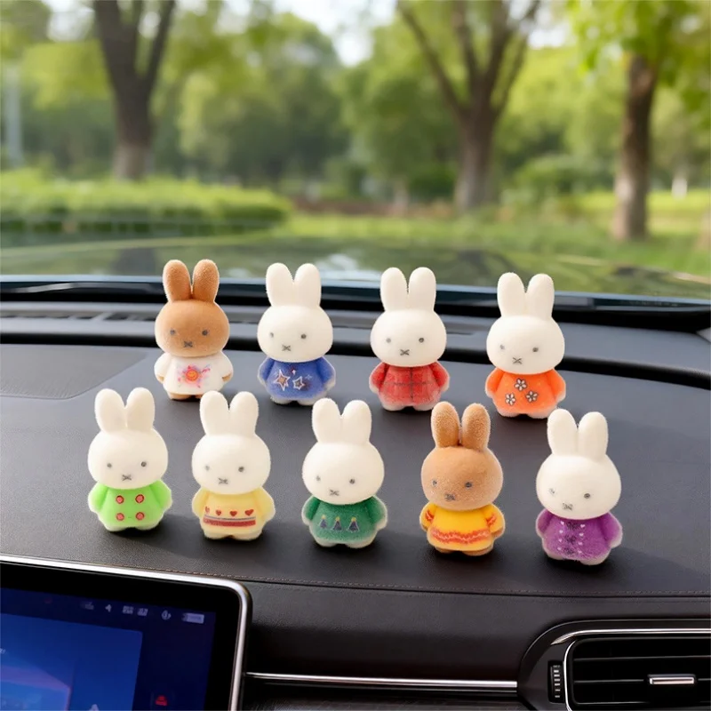 Charming Kawaii Flocking Rabbit Figurine - Cute Desk and Shelf Decor Ornament