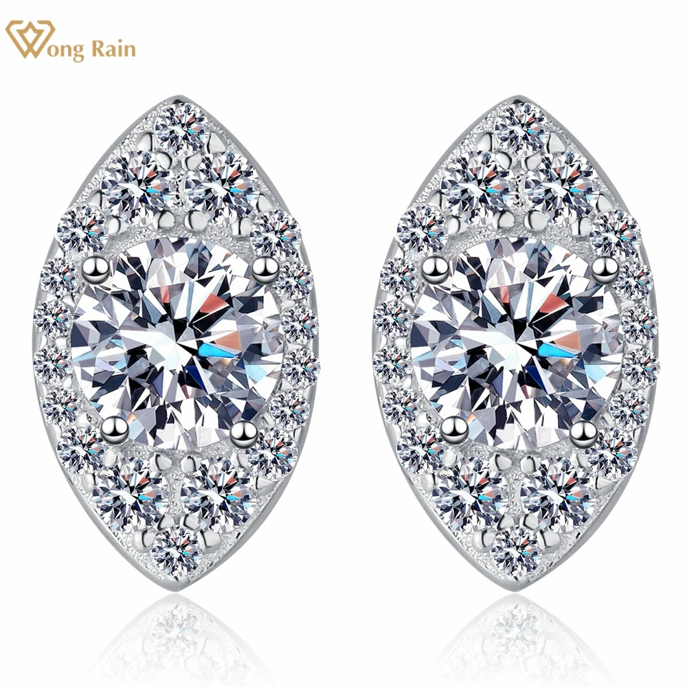 

Wong Rain 100% 925 Sterling Silver VVS1 3EX D Color Real Moissanite Diamonds Sparkling Marquise Ear Studs Earrings Fine Jewelry