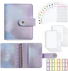 Colorful Binder Wallet with Zipper Envelopes - Budget Cash Organizer with Pockets, Sheets, and Stickers (Purple)