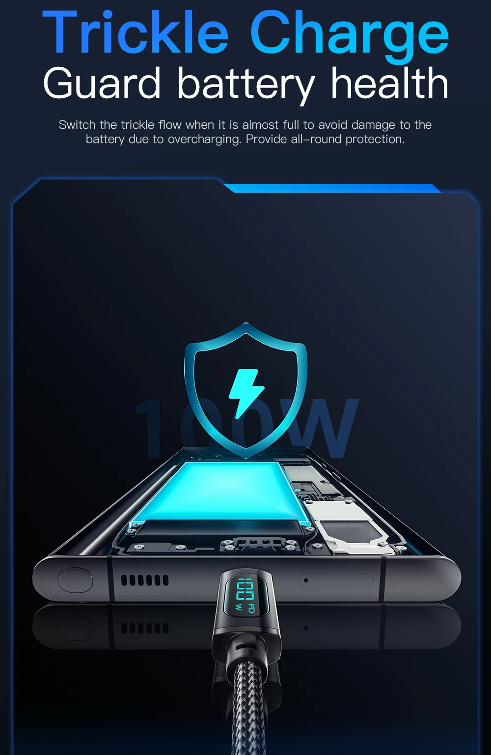 Essager USB Type C Honor شاومي وسامسنج شحن فائق 66W/W شحن سريع شاحن USB C سلك