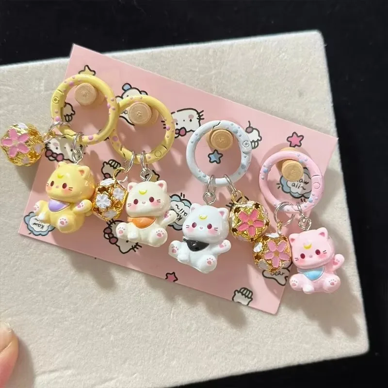 1/6pcs Cartoon 3D Cat Key Chains 2025 New Resin Kawaii Cats