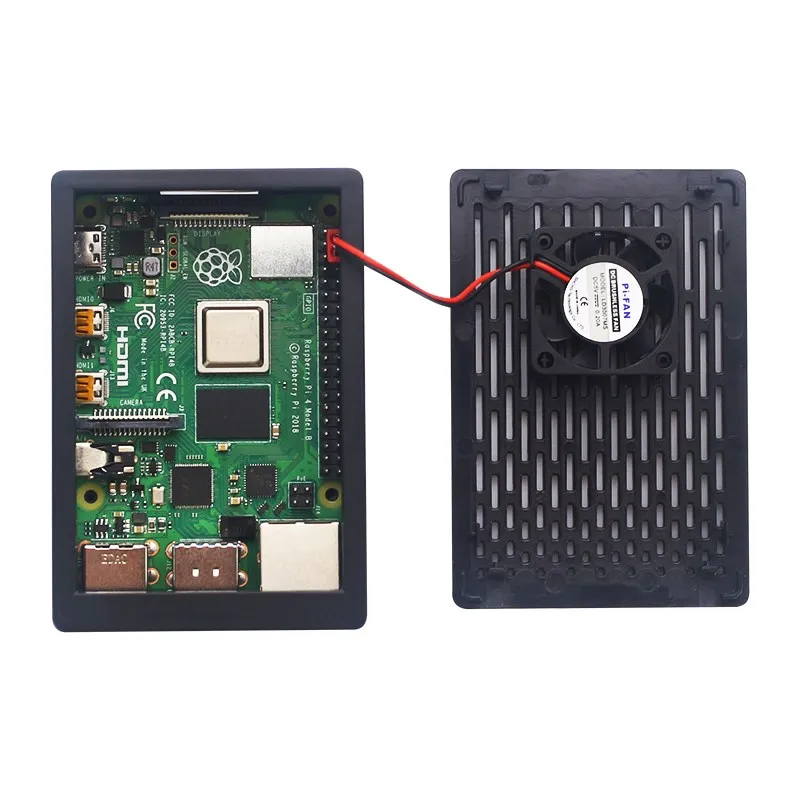 Raspberry Pi 4 Model B ABS Case with Cooling Fan Black Plastic Prectective Box f