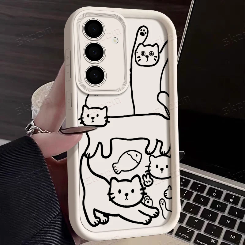 Whimsical Feline Silicone Phone Case - Soft Protective Cover