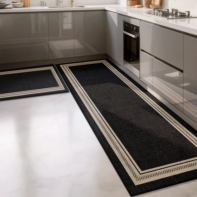 Tapis De sol De cuisine tapis De coureur tapis Long tapis absorbant noir minimaliste luxe décoration De la maison tapis Alfombra De Cocina 1