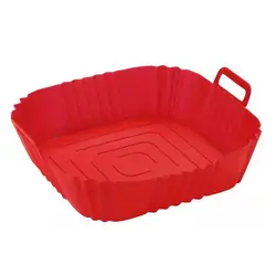 Reusable Silicone Baking Tray and Oven Accessories - 8 Inch Air Fryer Liners (Red)