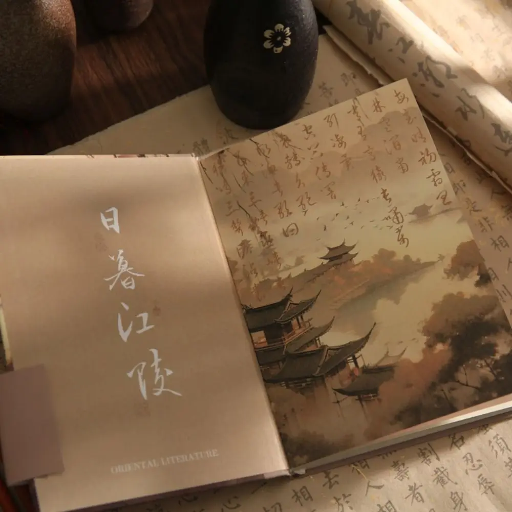 아름다운 학생 일기 메모장, 풍경시 하드 커버 일러스트 메모장, 클래식 디자인, 컬러 페이지 노트북