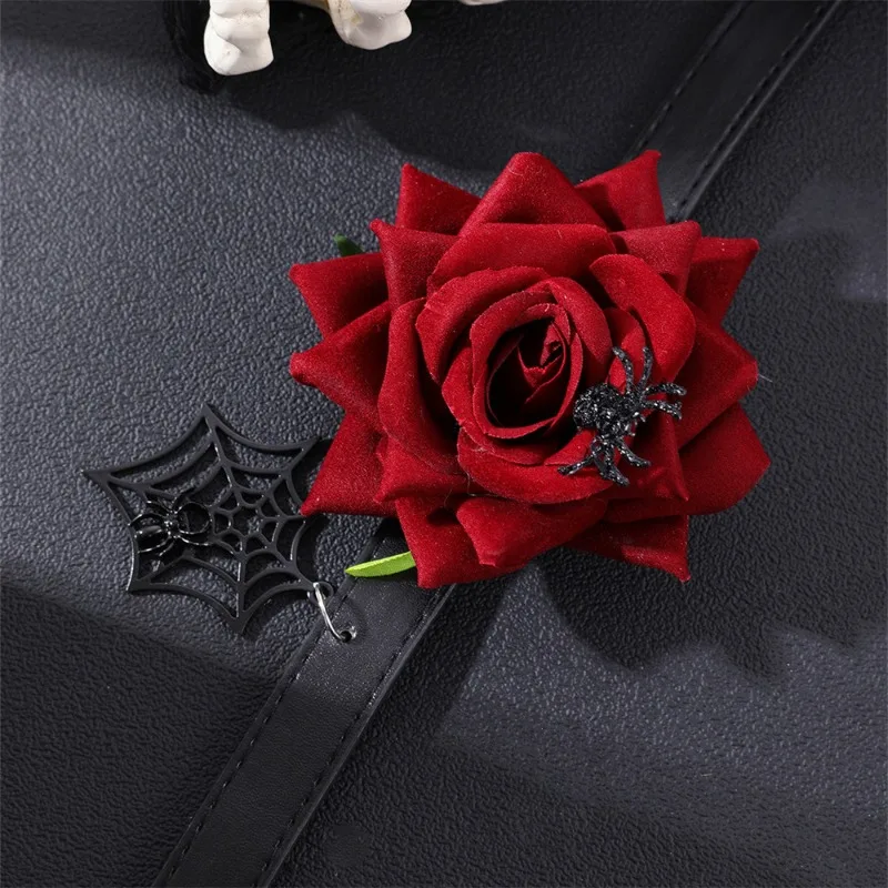 Gothic Punk Style Red Rose Necklace For Women Fashionable PU Leather Adjustable Club Party Collar Women Fashion Jewelry 2023 New