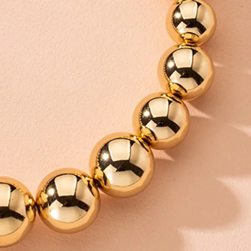 Steampunk Gold Color Ball Beads Chain Necklace For Women Men