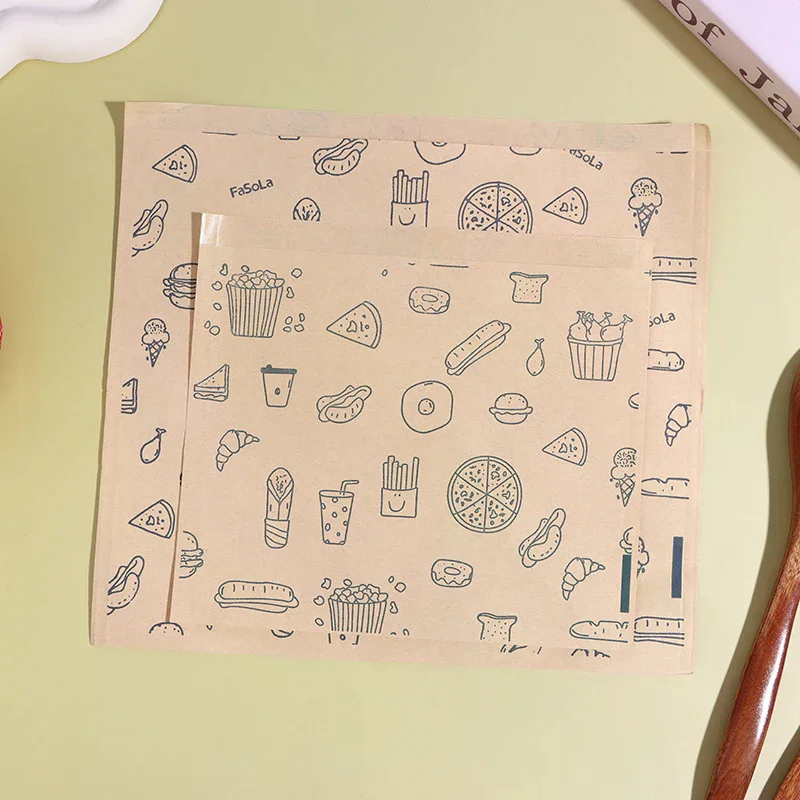 Sacchetto di carta oleata da 50 pezzi, sacchetto di carta kraft sacchetto per imballaggio alimentare imballaggio usa e getta piatto di carta da forno tappetino accessori da cucina - immagine 2