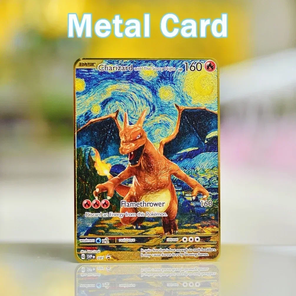 Pokemon Cards Game Cards Anime Cards Anime Trading Cards Collectible Cards Playing Cards Metal Pok&eacute;mon Letters Pokemon Card Venusaur Vmax Charizard Pikachu V Mewtwo Gold Iron Playing Cards Anime Games Gifts Kids Toys