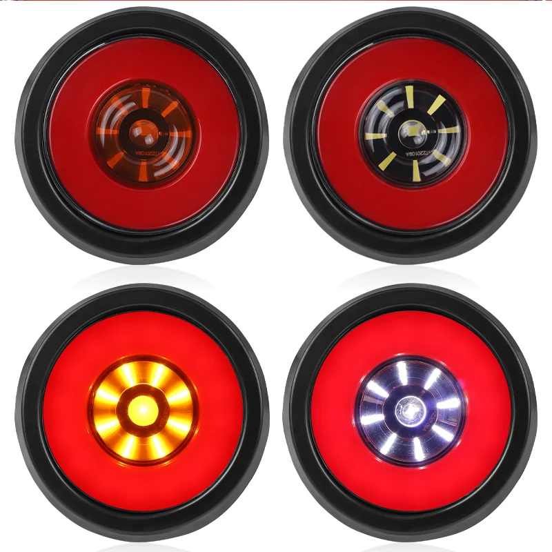 

4pcs 4 inch Round LED Tail Brake Light Rear Side Lamp Fog Light Trailer Light Stop Reverse Warning Lamp For Truck Lorry Bus ATV