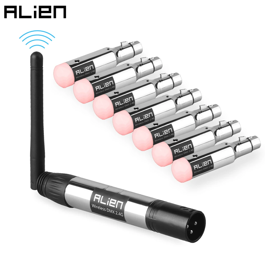 ALIEN 2.4G ISM DMX512 Dfi Controller Rechargeable Wireless Receiver Built-in Battery Transmitter 3 Pin XLR for DMX Stage Lights