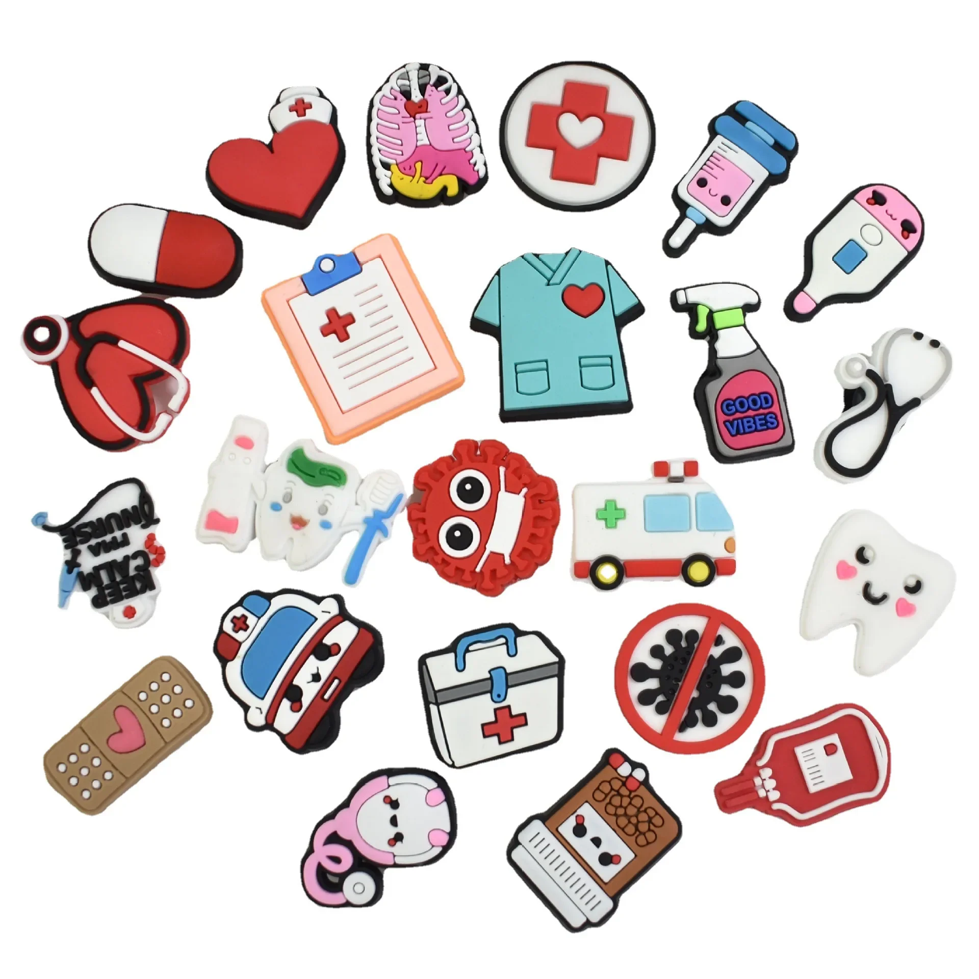 10 Pieces/lot PVC Anime Medical Tools Shoe Charms for Fashion Nurse Shoe Buckles for Croc Charms Decoration shoe charms,shoe decorations