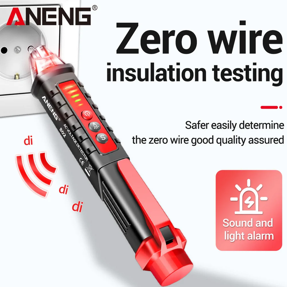 Voltage Detector Tester ANENG VD802 Non-contact AC Voltage Detector Tester Meter 12V-1000v Pen Style Electric Indicator LED voltage meter